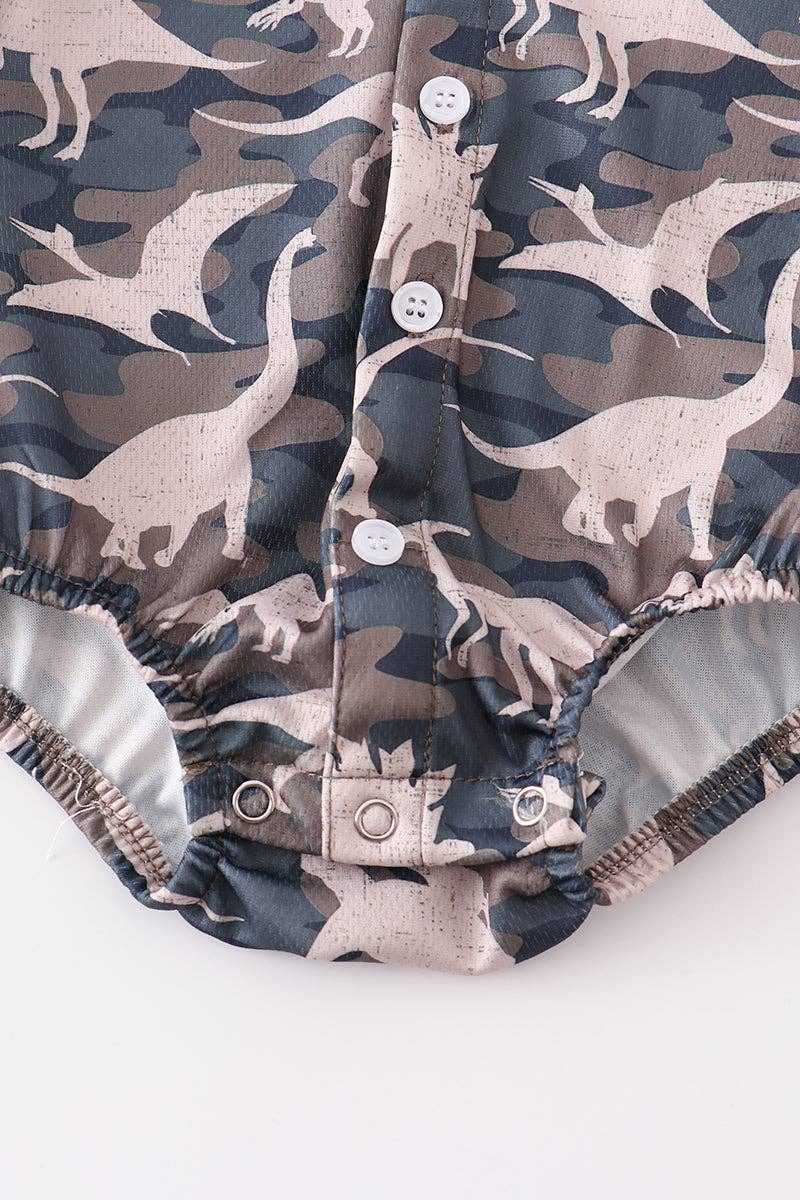 Camo Dinosaur Boy Romper