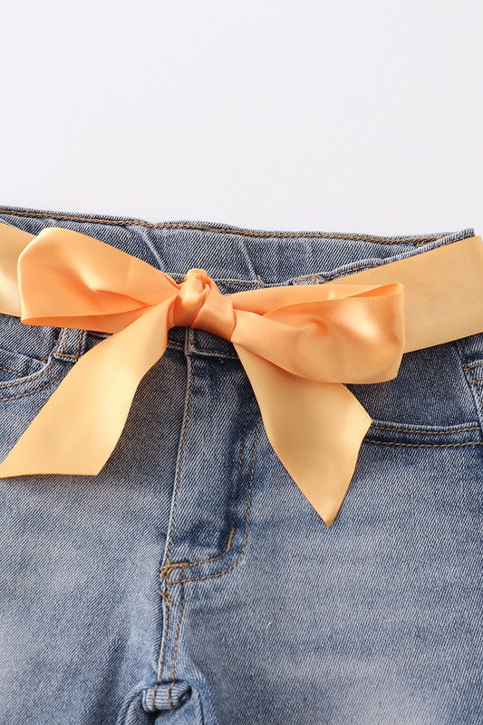 Blue Back To School Denim Short Girl Set