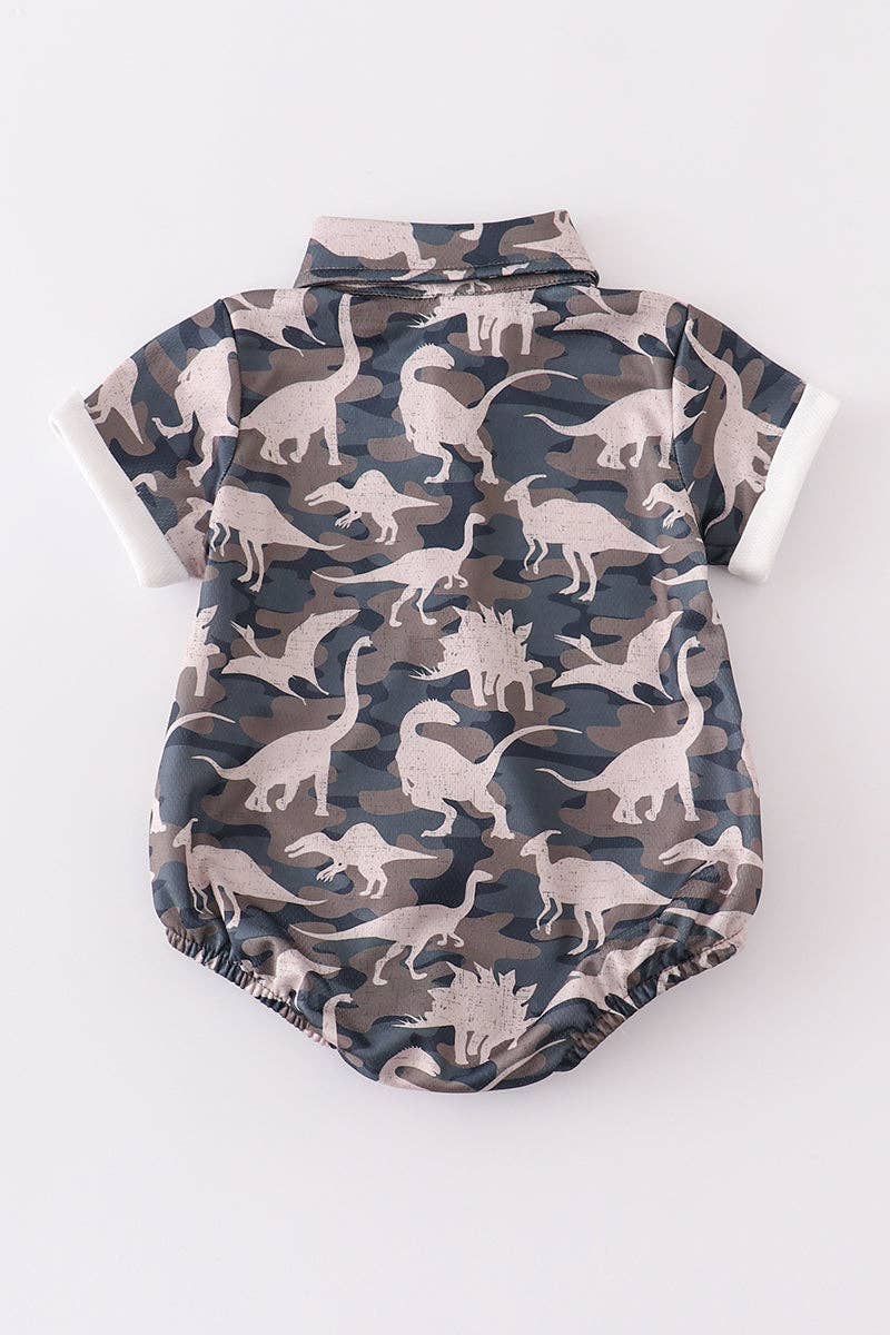 Camo Dinosaur Boy Romper