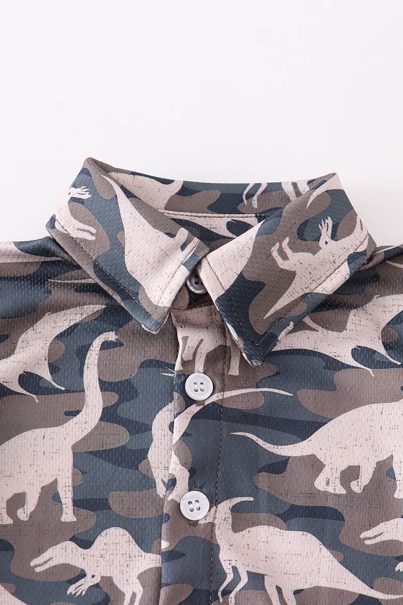 Camo Dinosaur Boy Romper