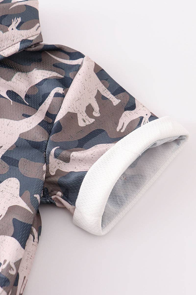 Camo Dinosaur Boy Romper