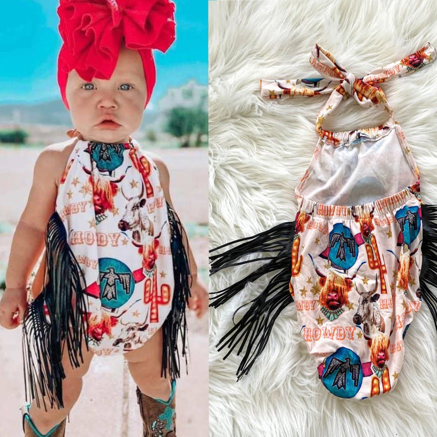Western Fringe Halter Romper