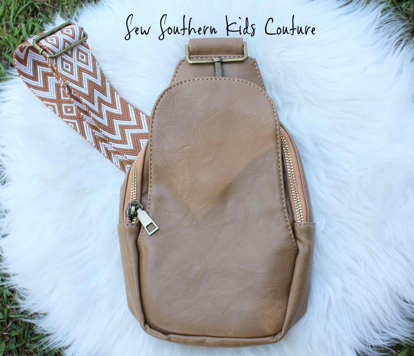 Light Brown/Beige Soft Vegan Leather Crossbody Bag