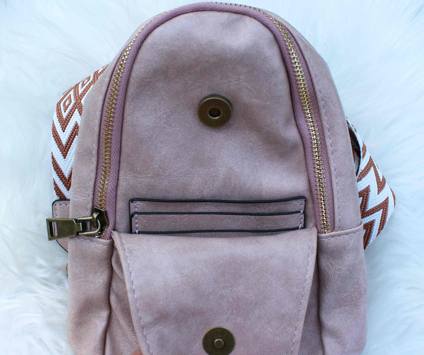 Light Pink Soft Vegan Leather Crossbody Bag