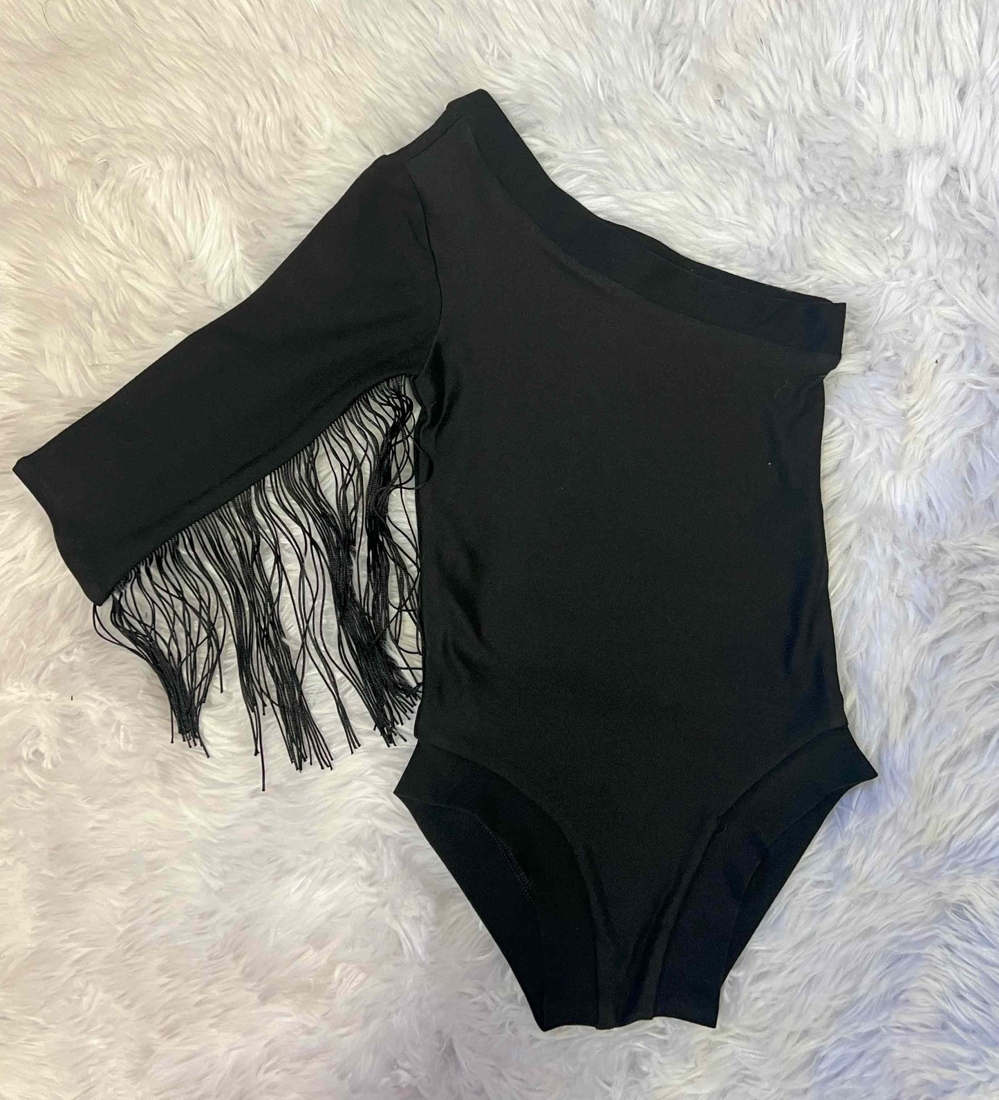 Black One Shoulder Fringed Leotard/Baby Girl Leotard/One Shoulder Leotard/Girl's Western Leotard/Western Shirt/Cowgirl Fringe Sleeve Leotard