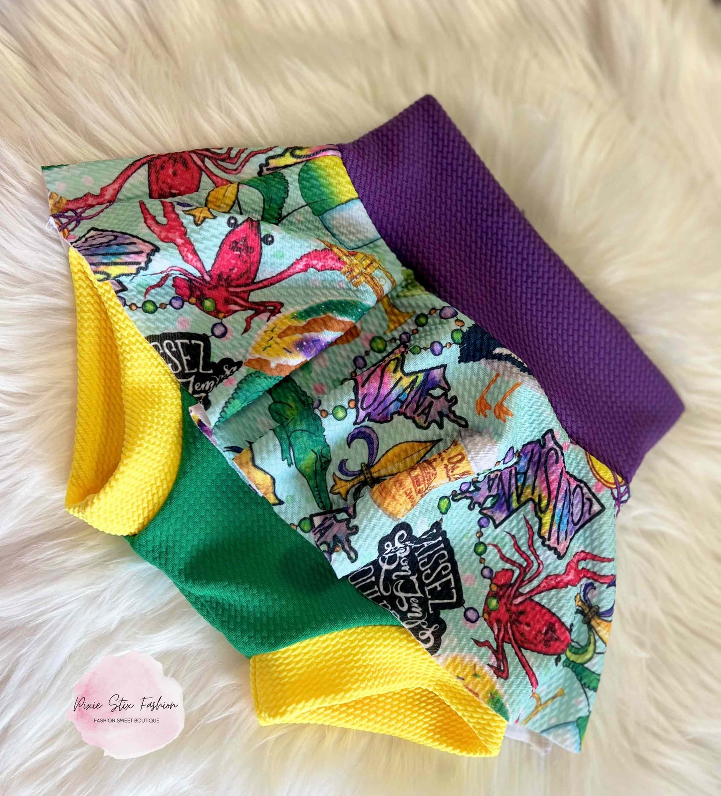 Mardi Gras Skort/Baby Girl Mardi Gras Skirt/Mardi Gras High Waisted Mardi Gras Bummies/Mardi Gras Bow