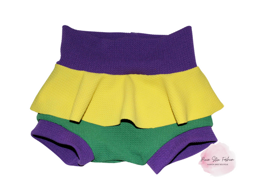 Mardi Gras Skort/Baby Girl Mardi Gras Skirt/Mardi Gras Bow/Baby Girl Mardi Gras Skirt/Mardi Gras Bummies