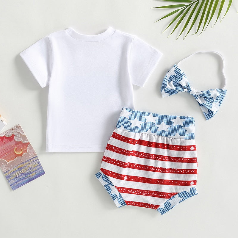 Girls Red White and Boujee T-Shirt, Bummies and Bow