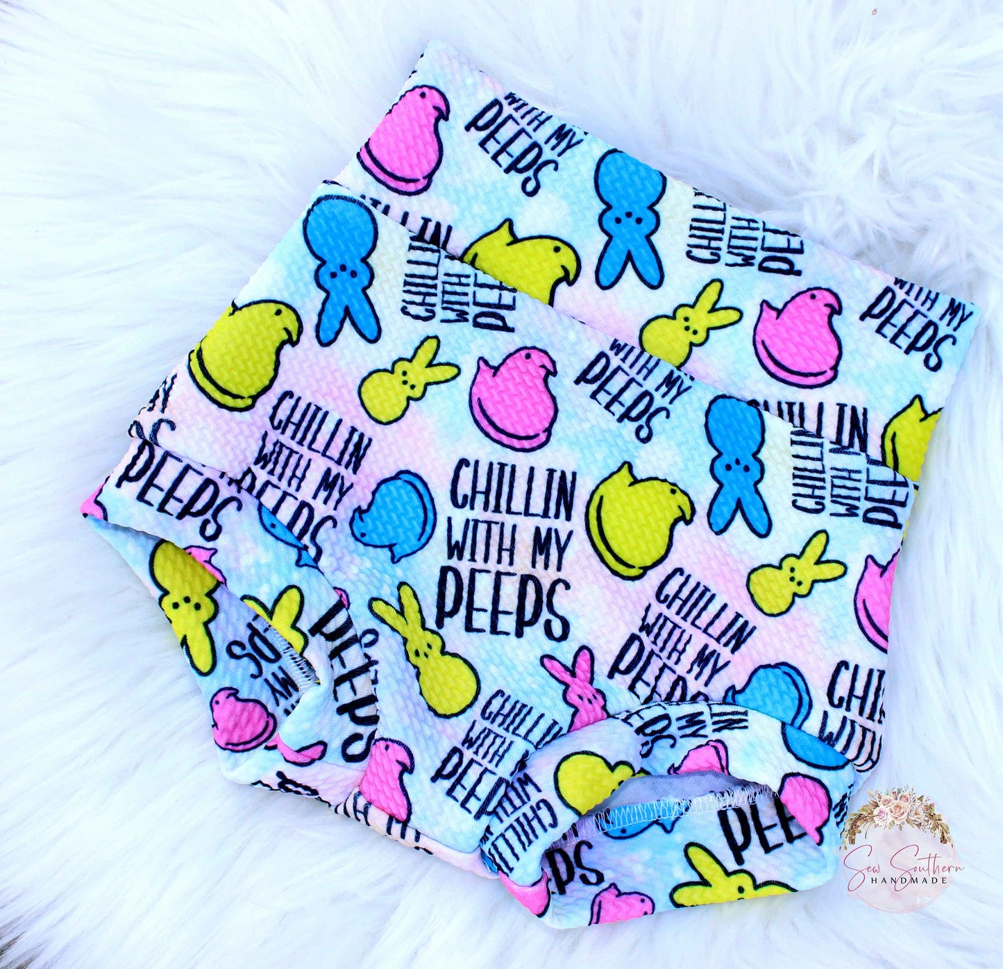 Chillin With My Peeps Bummie and Bow Set, Toddler Bummies, Baby Bummies, Baby Diaper Cover, First Easter, Peeps/Peeps Easter Bummies