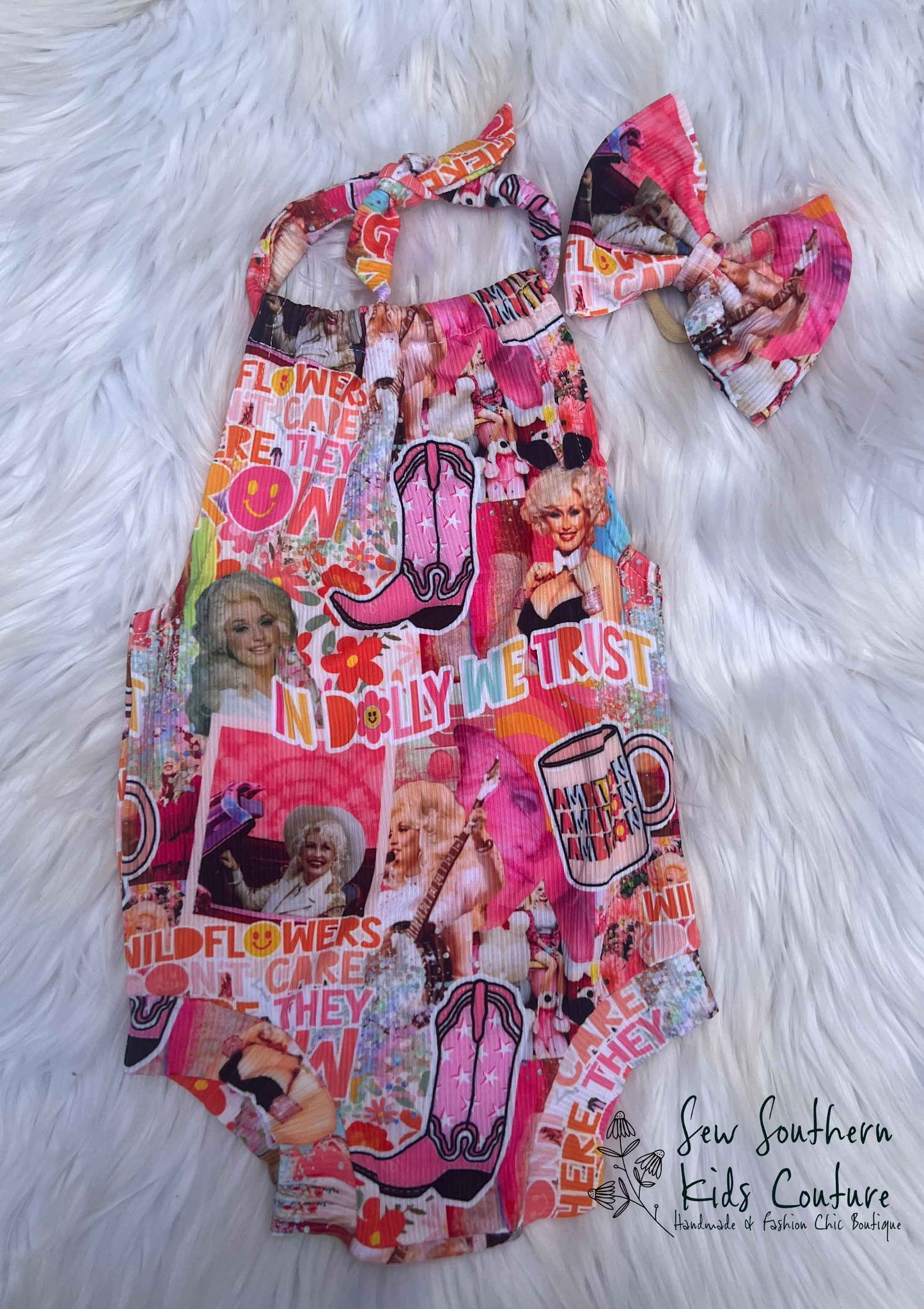 Dolly Halter Romper-Western Bubble Romper