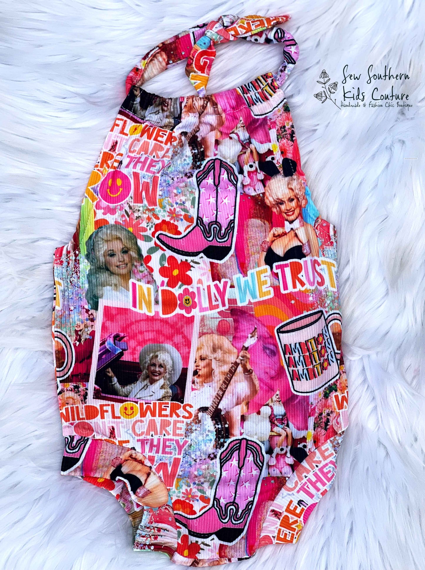 Dolly Halter Romper-Western Bubble Romper
