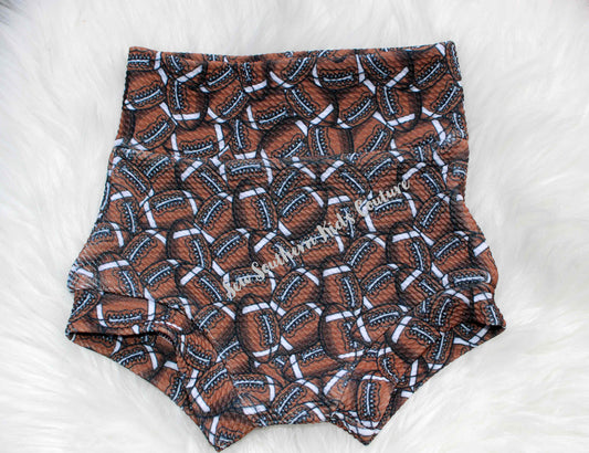 Football Bummie & Bow Set/Gender Neutral Bummie Shorts