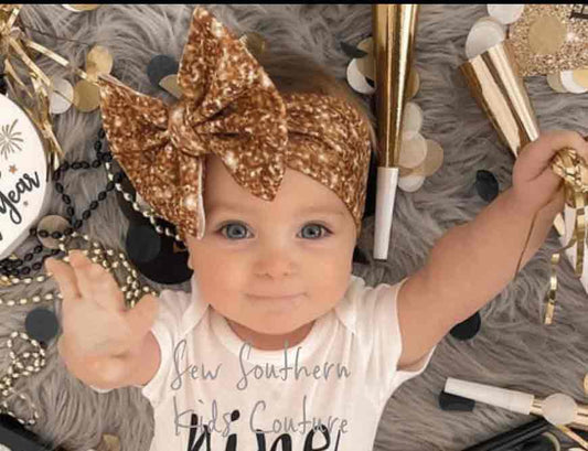Gold Headband/Bow/Bow Wrap