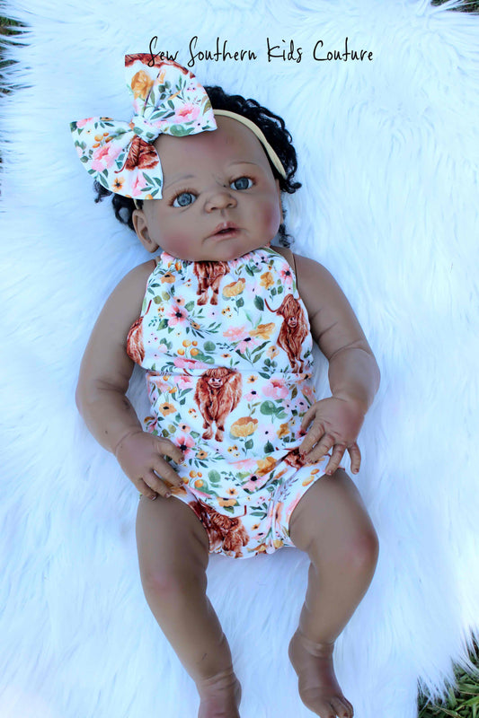 Baby Girl Highland Cow Halter Romper