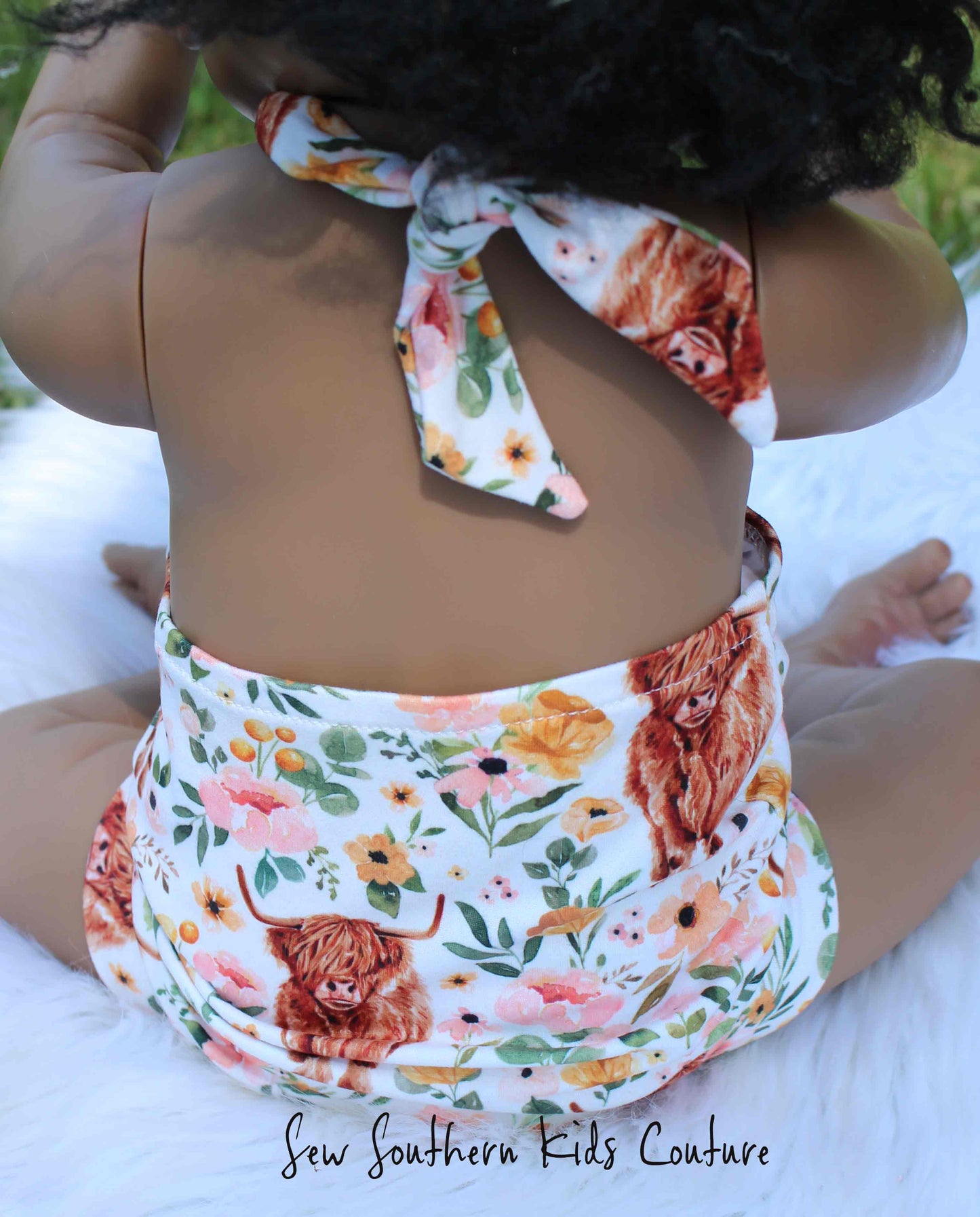 Baby Girl Highland Cow Halter Romper