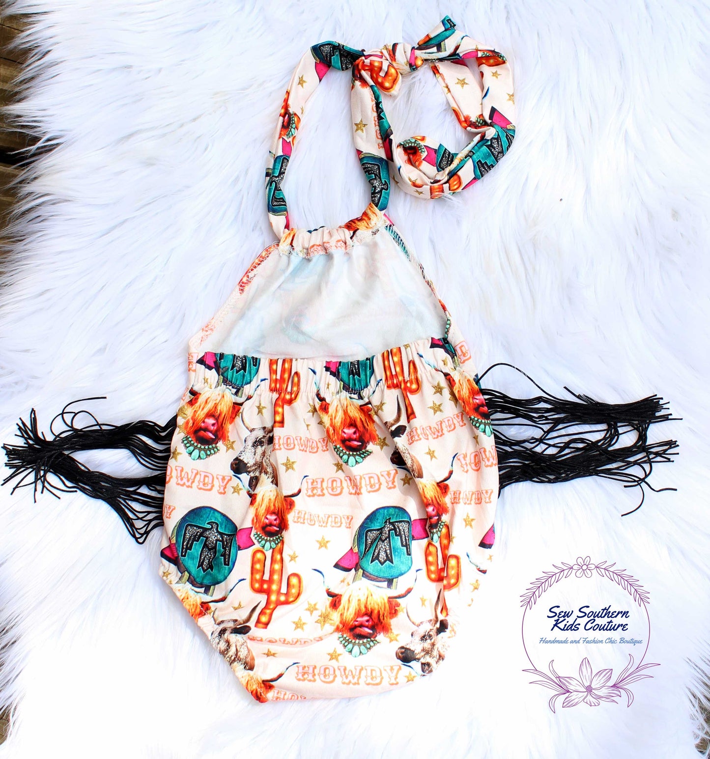 Western Fringe Halter Romper