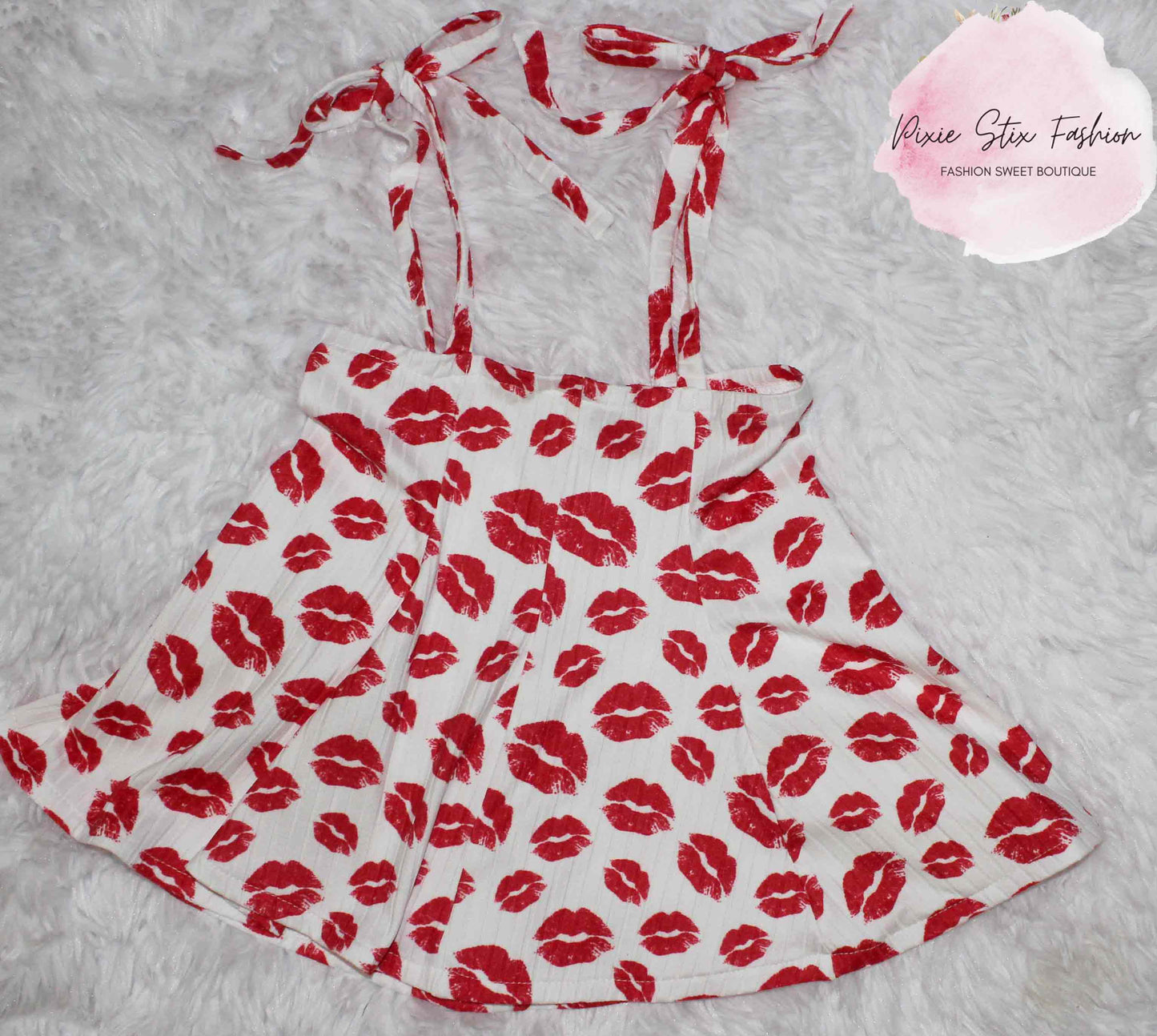 Valentine's Day Kisses Baby Girl Jumper Dress, Sweater, Bow and Matching Socks