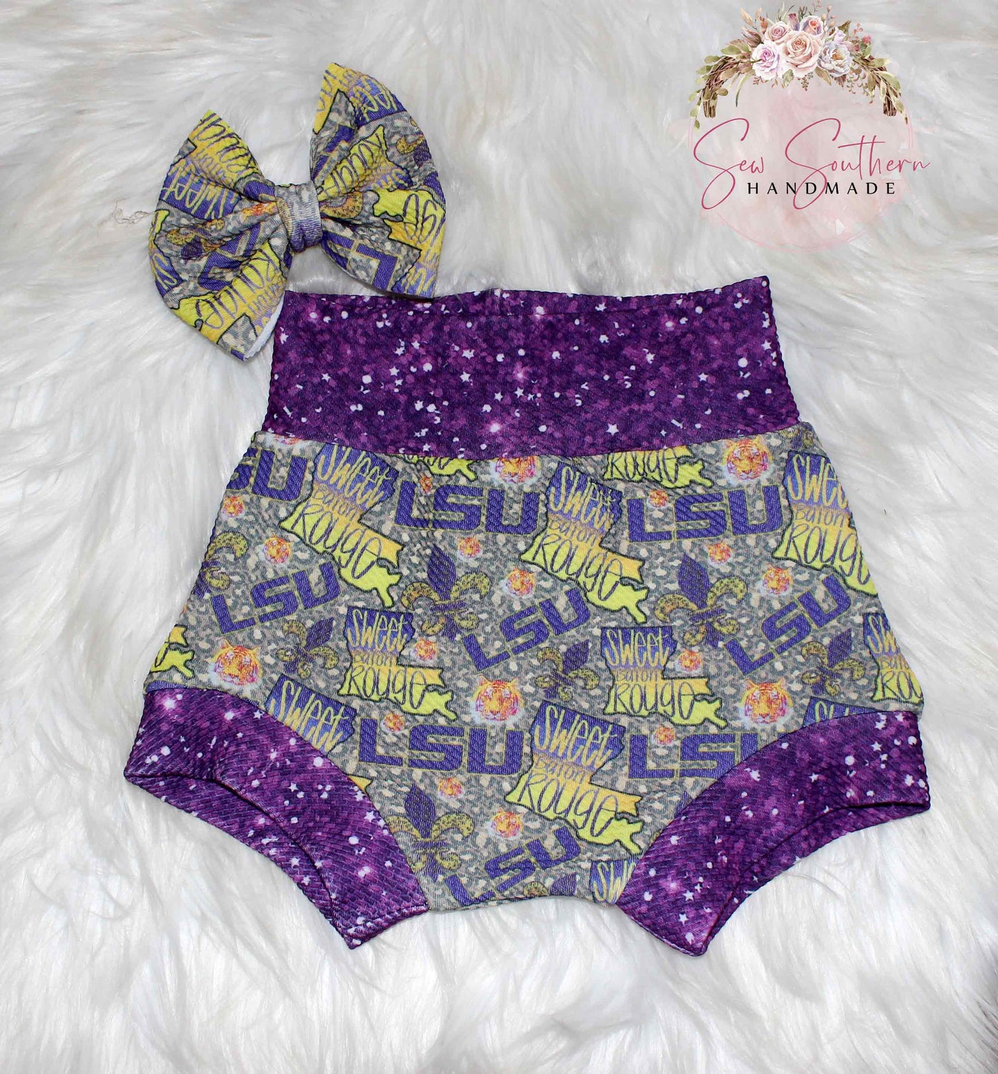 LSU Tigers Bummie and Bow Set