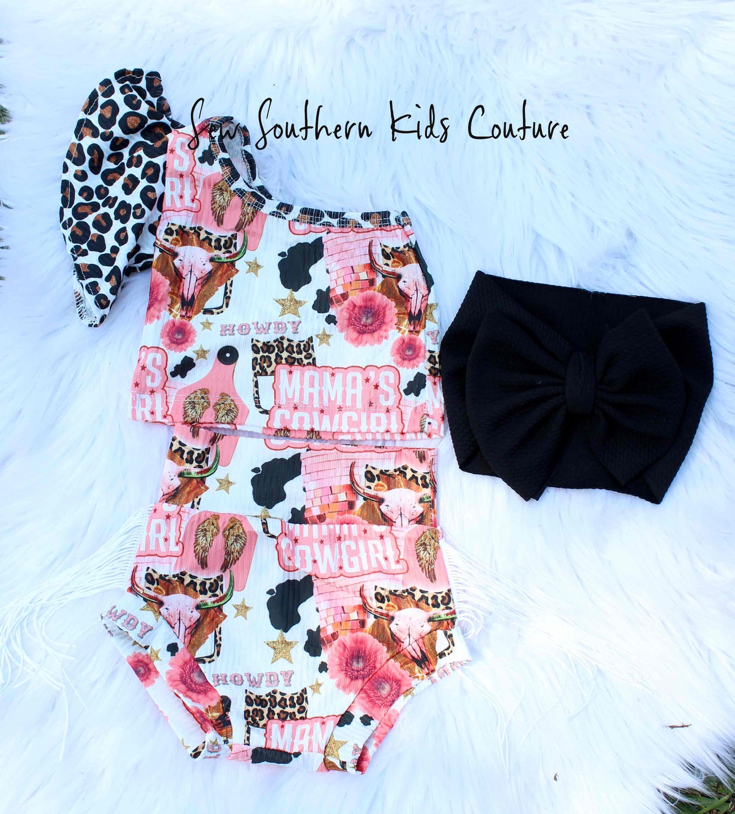 Off The Shoulder Flutter Sleeve Tank Top/Fringe Bummies/Bow Wrap