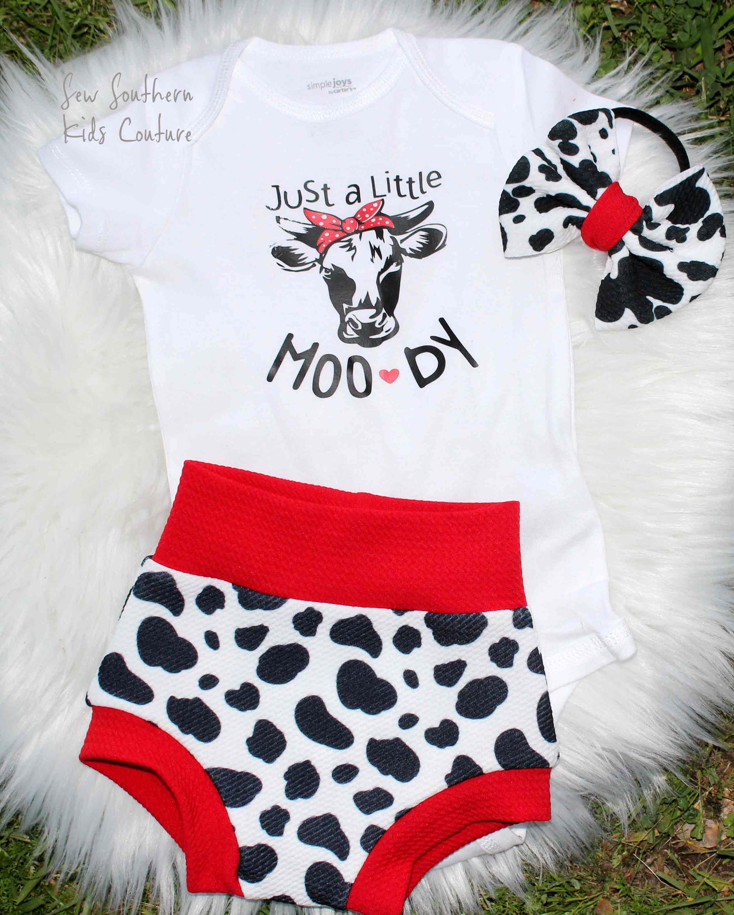 Just A Little MOODY Bummie Outfit/Cow Bummies Gender Neutral Bummies