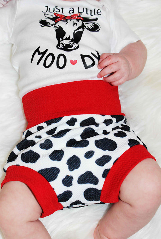 Just A Little MOODY Bummie Outfit/Cow Bummies Gender Neutral Bummies