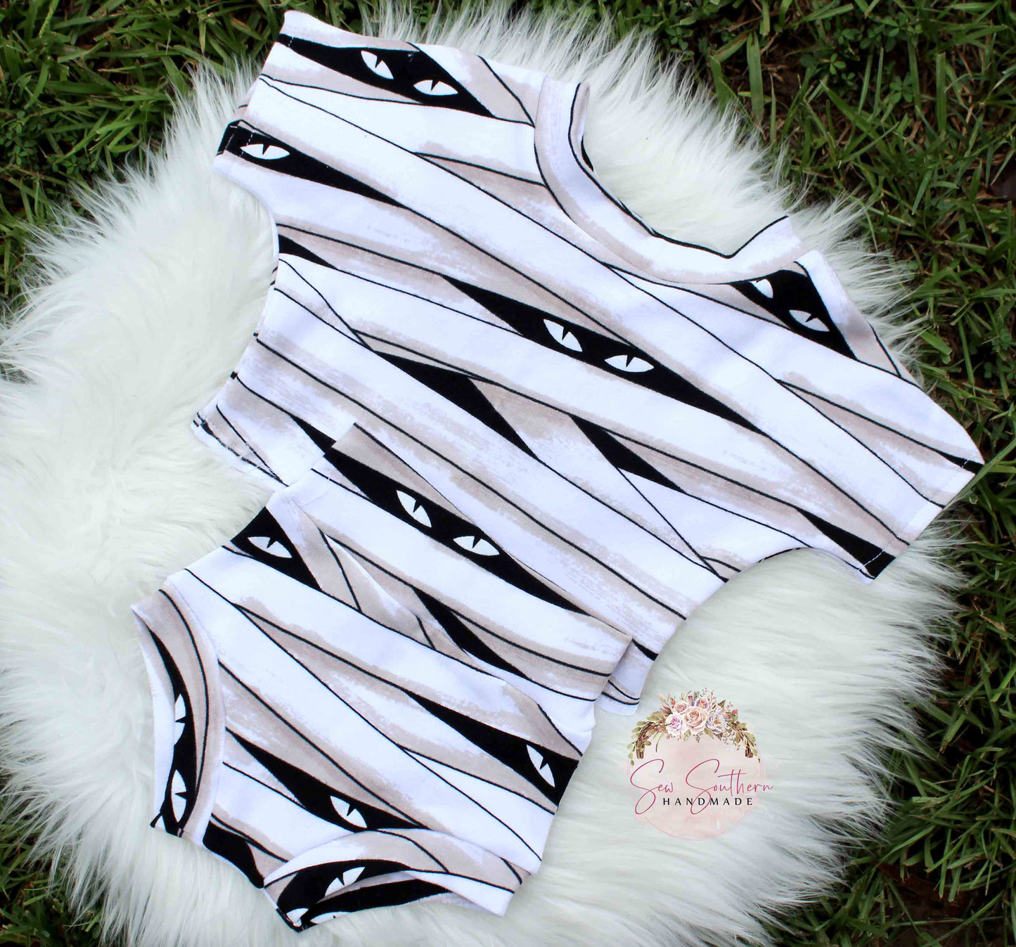 Glow in the Dark Mummy Lounge Set Halloween Bummies and Crop Top