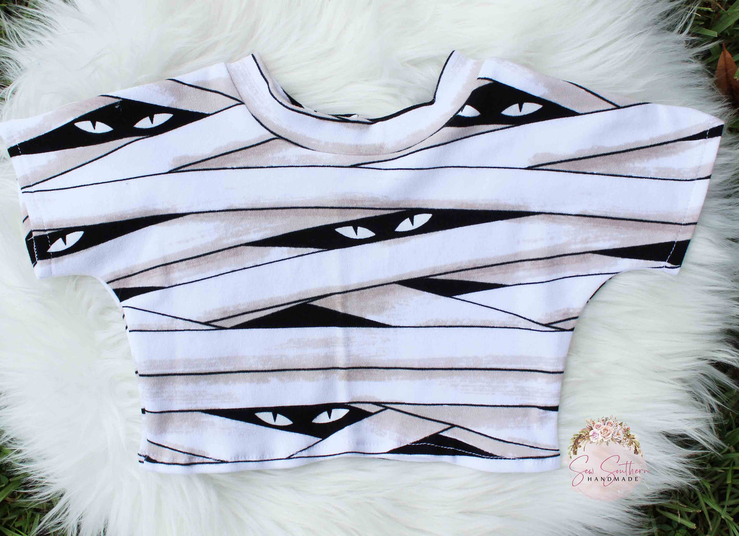 Glow in the Dark Mummy Lounge Set Halloween Bummies and Crop Top