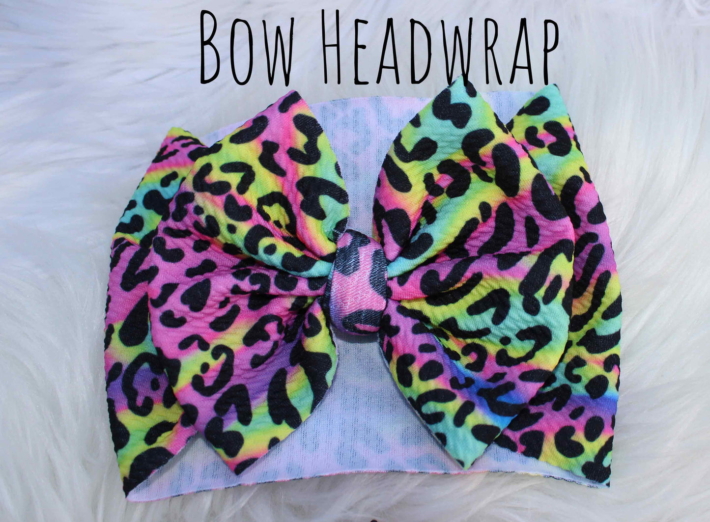 Rainbow Neon Leopard Headband/Bow/Bow Wrap