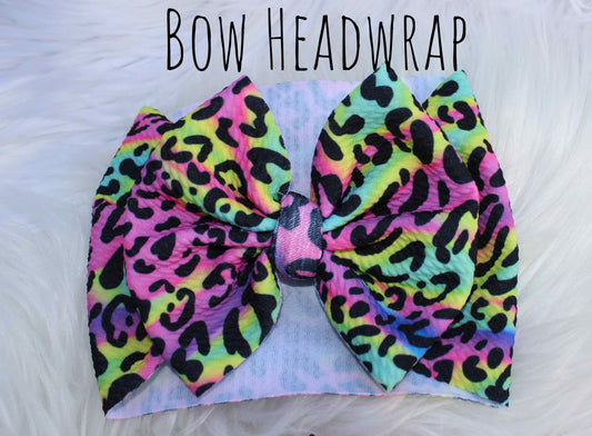 Rainbow Neon Leopard Headband/Bow/Bow Wrap
