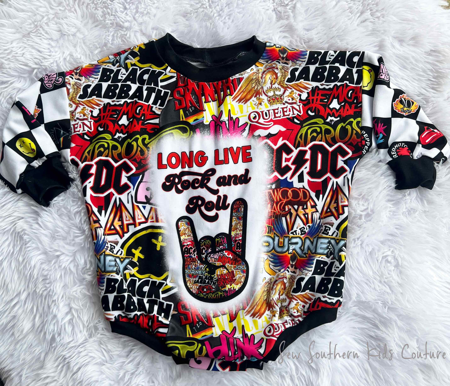 Long Live Rock and Roll Sweater Romper Gender Neutral Bubble Romper