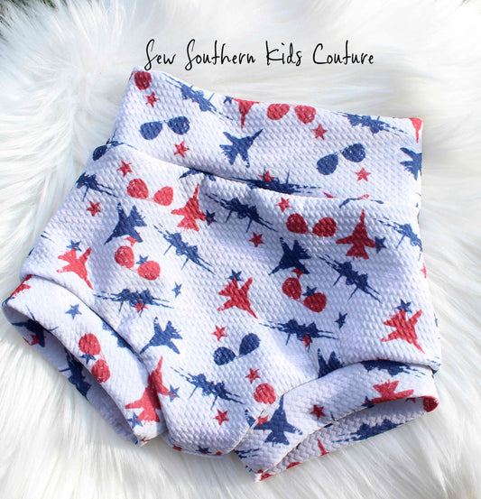 Patriotic Bummies & Bow Set/Airplane Buummies/Gender Neutral Fourth of July Bummies