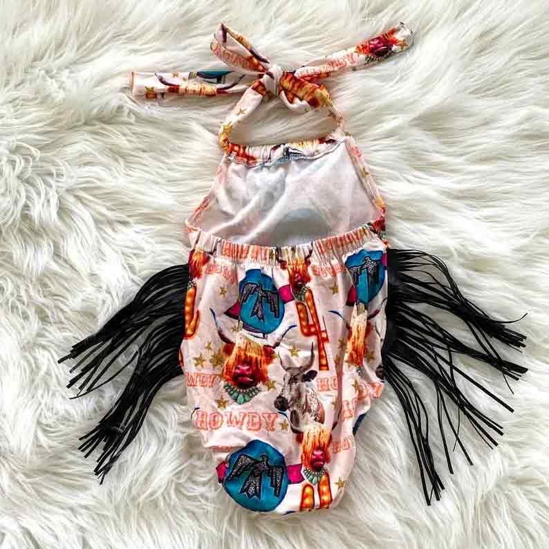 Western Fringe Halter Romper
