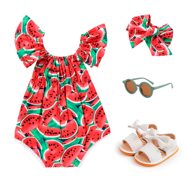 Baby Girl Watermelon Bubble Romper