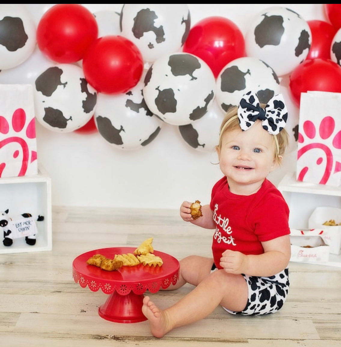 1/2 Way to A 12- Count Chick Fil A Onesie, Bummies and Bow Set