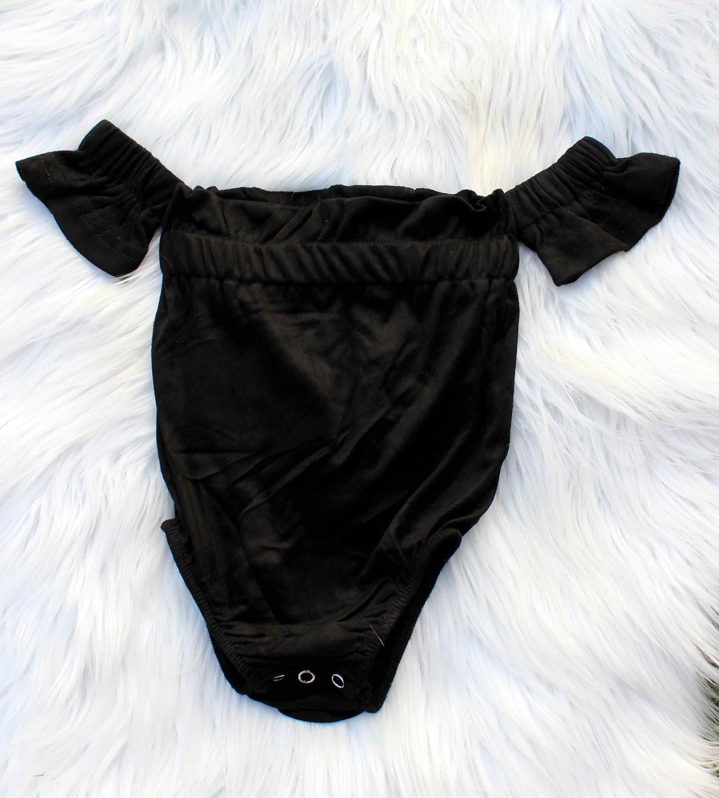 Cami Off Shoulder Flutter Sleeve Leotard - Black