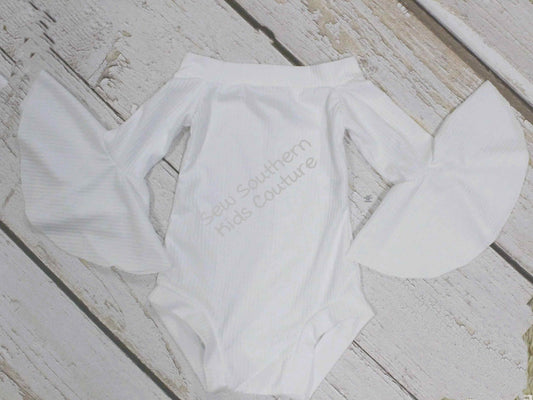 Ava White Off The Shoulder Bell Sleeve Leotard