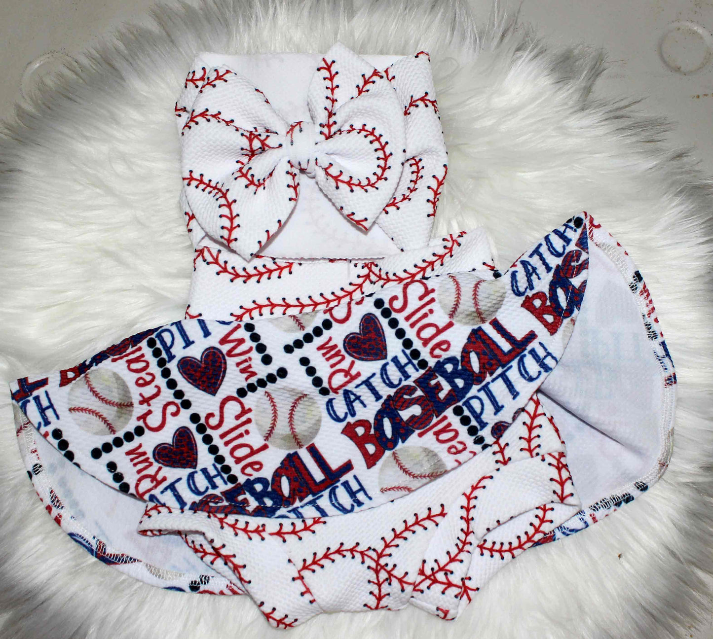 Baby Girl Baseball Skirted Bummies