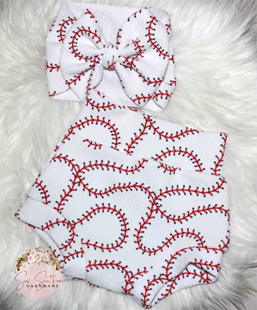 Baseball Bummie and Bow Outfit