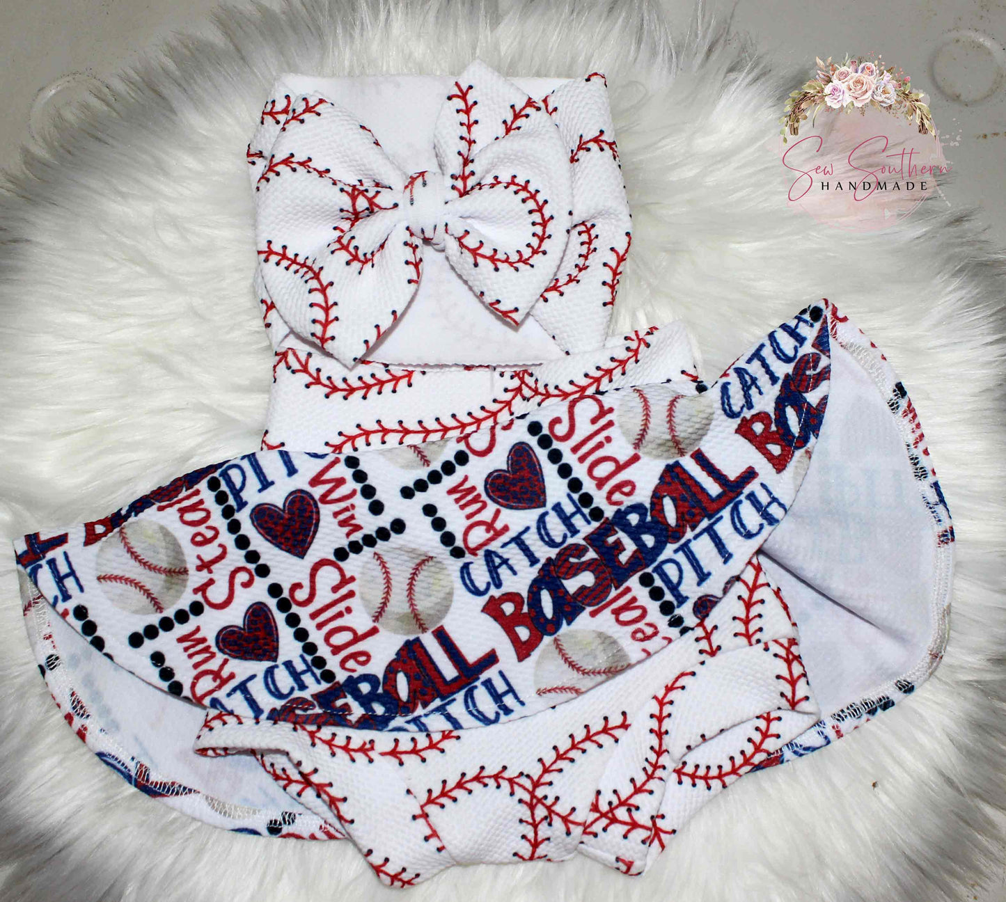 Baby Girl Baseball Skirted Bummies