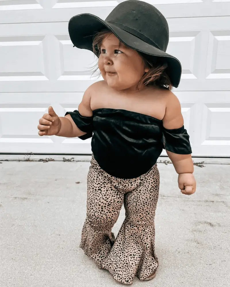 Cami Off Shoulder Flutter Sleeve Leotard - Black