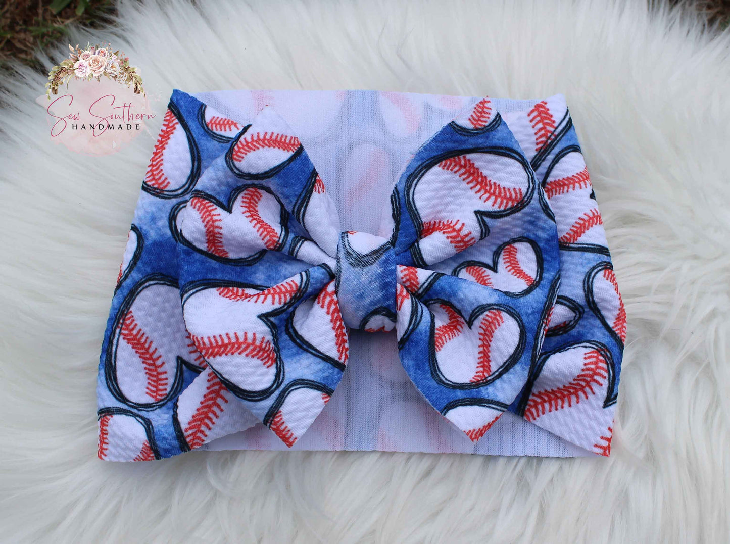 Baseball Hearts Bummie and Bow Set