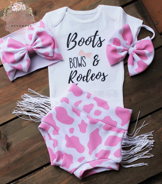 Boots Bows & Rodeos Fringed Bummie Western Outfit