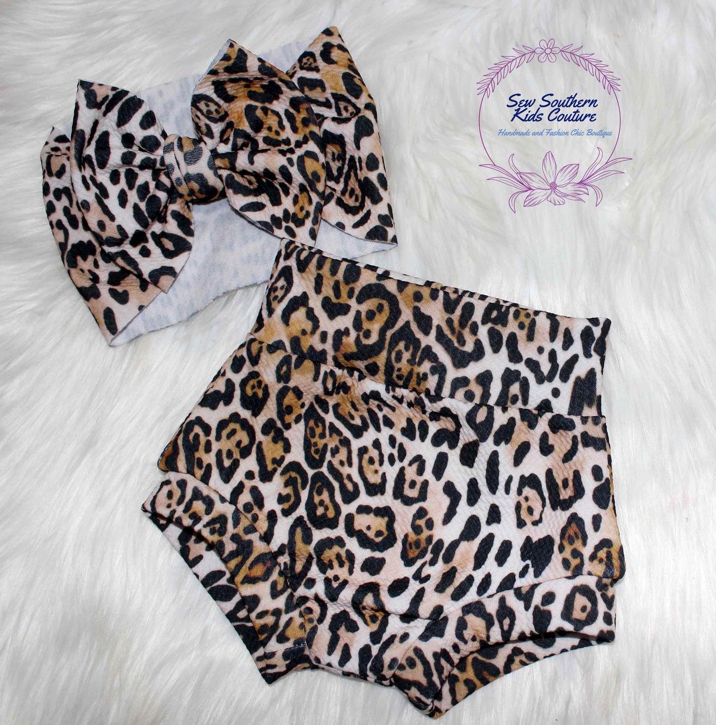 High Waisted Leopard/Cheetah Baby Girl Outfit