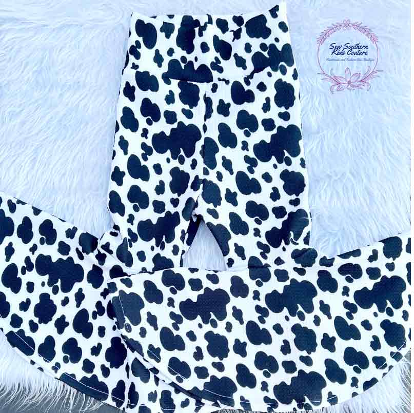 Western Cow Print "One" First Birthday Bell Bottoms and Bodysuit Outfit