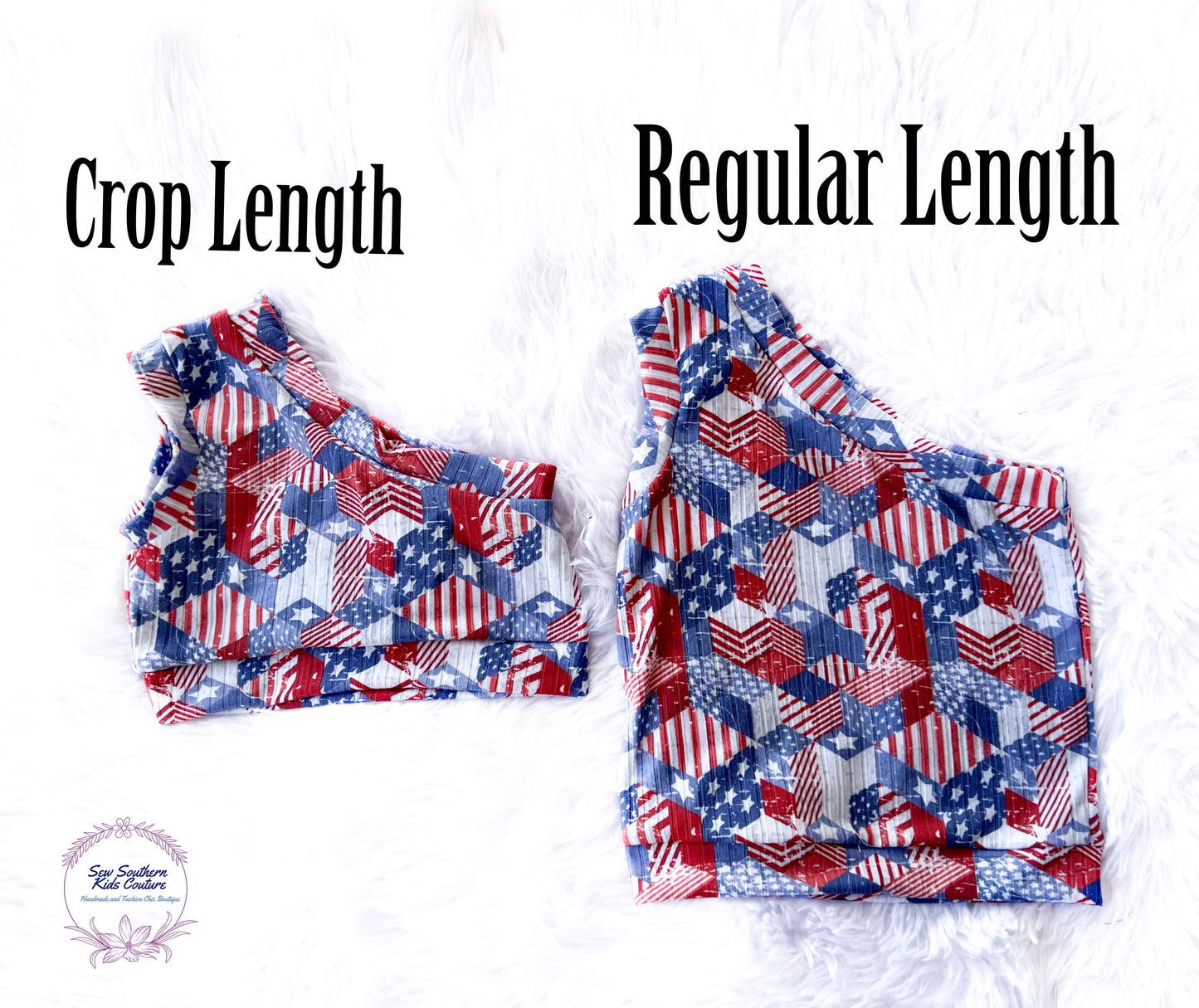 Bummie and One Shoulder Crop Tank Top Patriotic Outfit