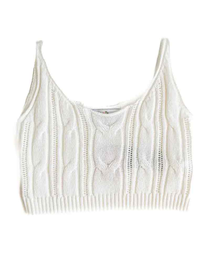 Ivy Girl's Cable Knit Tank - Ivory
