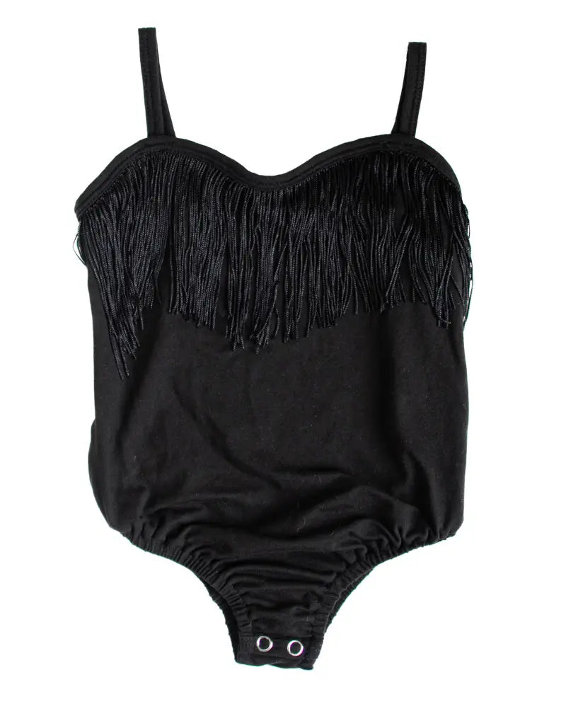 Della Fringe Tank Leotard - Black
