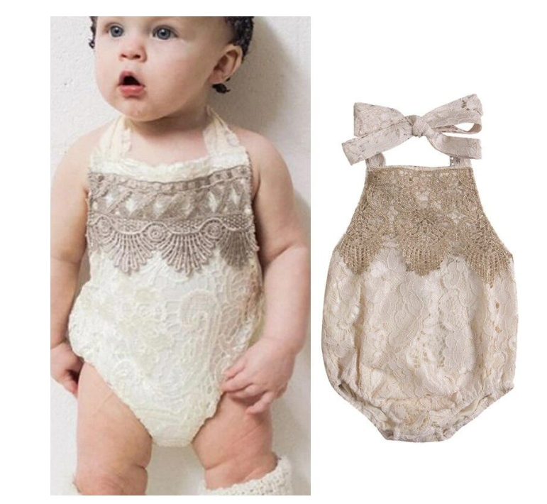 Gilda Lace Romper-Gold Lace Bubble Romper