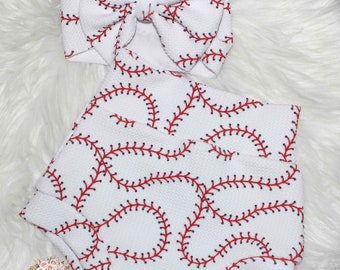 Baseball Bummie and Bow Outfit