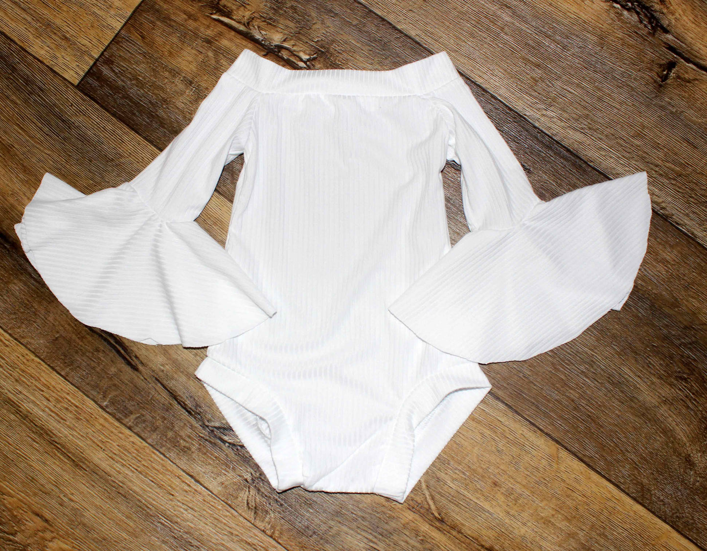 Ava White Off The Shoulder Bell Sleeve Leotard